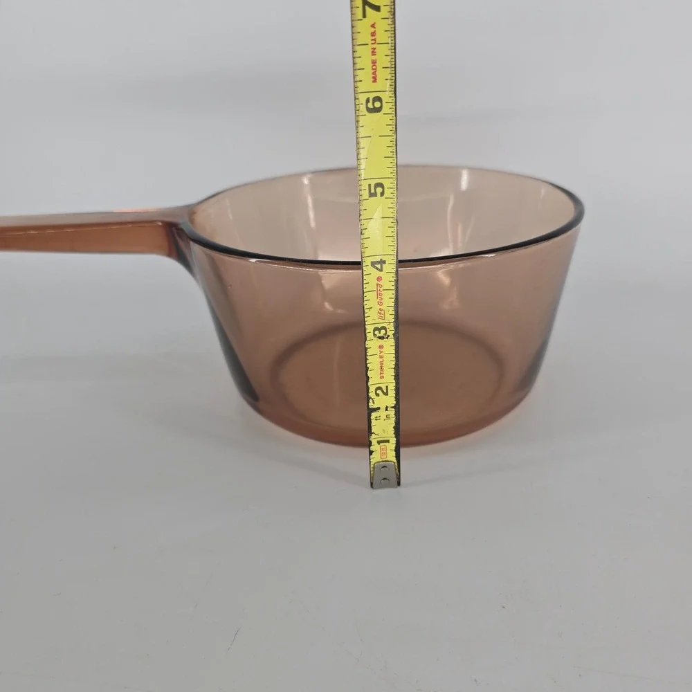 Vintage Corning Visions Amber 1.5L Glass Saucepan Brown Cookware